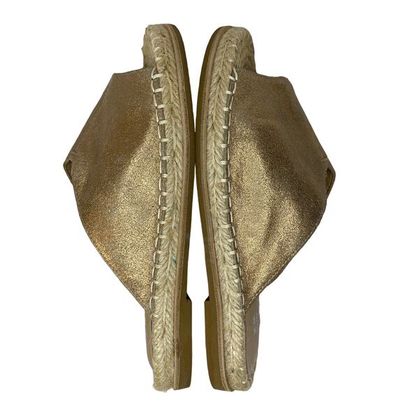 EILEEN FISHER Milly Gold Metallic Suede Espadrille Sandal Size 5.5 #EF46536B - Picture 6 of 9
